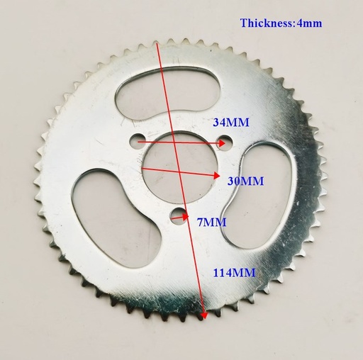 49cc迷你摩托车配件小跑车后链轮25H 55齿牙盘内孔29mm